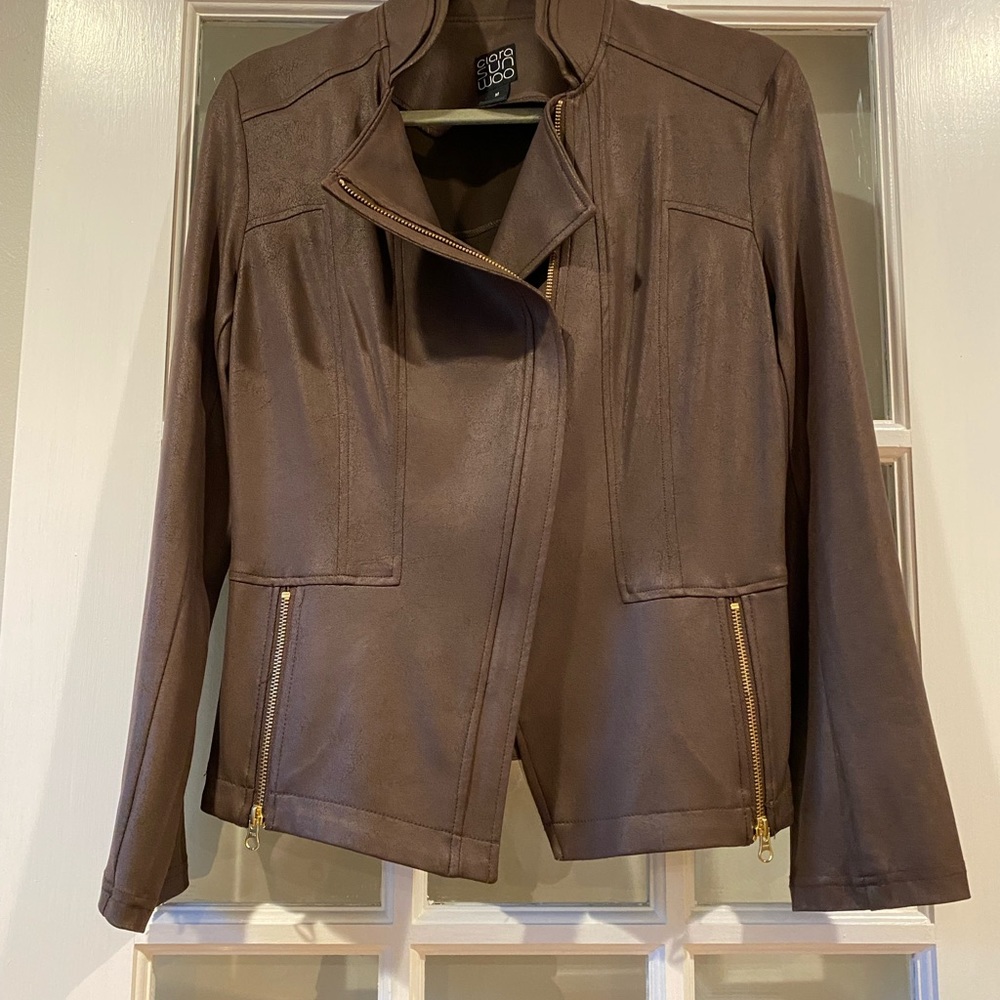 Clara sun Woo liquid leather chocolate brown size  medium